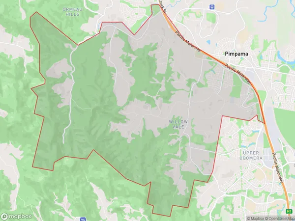 Willow Vale Pimpama (West), Queensland Polygon Area Map