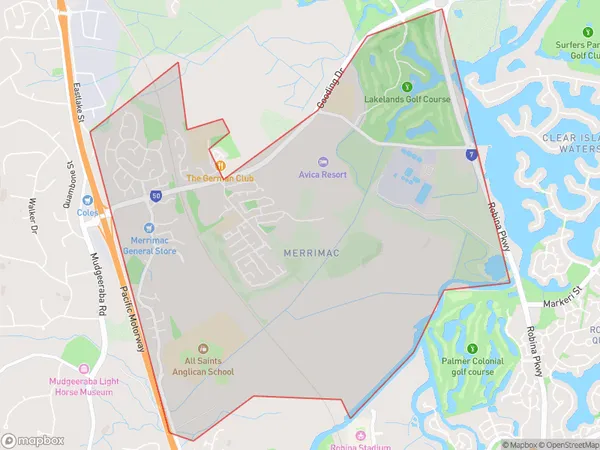 Merrimac, Queensland Polygon Area Map