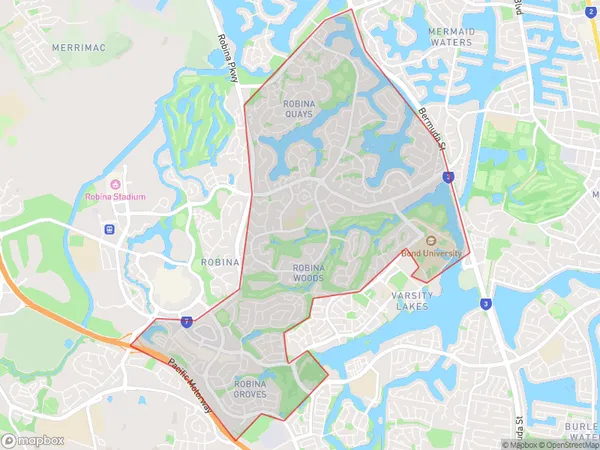 Robina East, Queensland Polygon Area Map