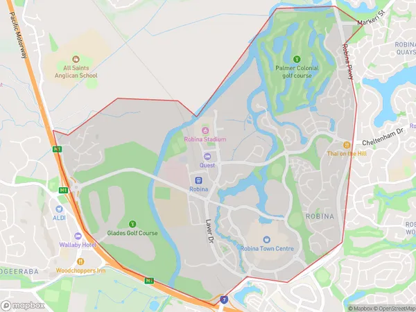 Robina West, Queensland Polygon Area Map