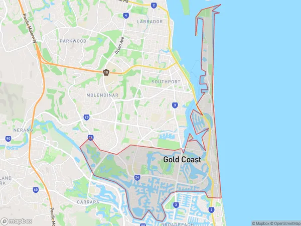 Surfers Paradise, Queensland Polygon Area Map