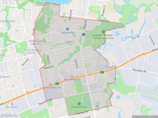 Postal Code 4075 Regions Map for Oxley (Qld)