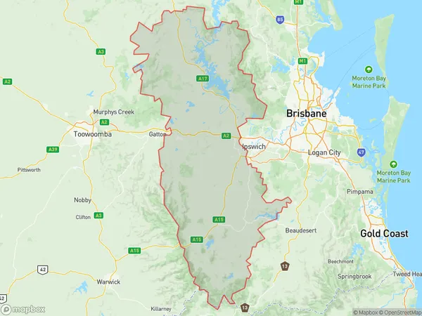 Ipswich Hinterland, Queensland Polygon Area Map