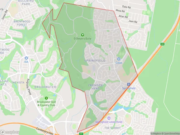 Springfield, Queensland Polygon Area Map