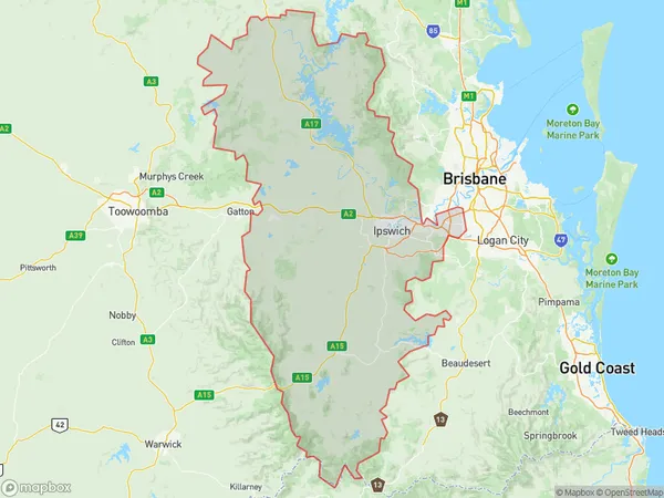 Ipswich, Queensland Polygon Area Map