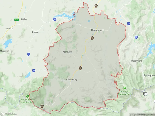 Beaudesert, Queensland Polygon Area Map