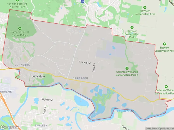 AU PostCode 4129 Suburbs Map for Cornubia - Carbrook