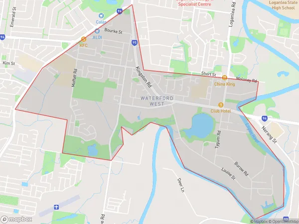 AU PostCode 4133 Suburbs Map for Waterford West