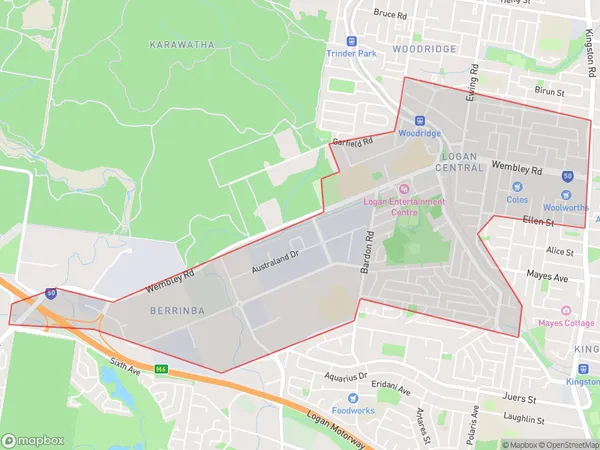 AU PostCode 4114 Suburbs Map for Logan Central