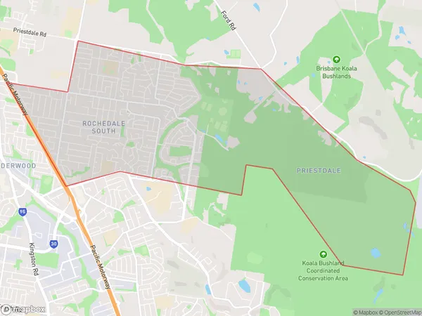 Rochedale South Priestdale, Queensland Polygon Area Map