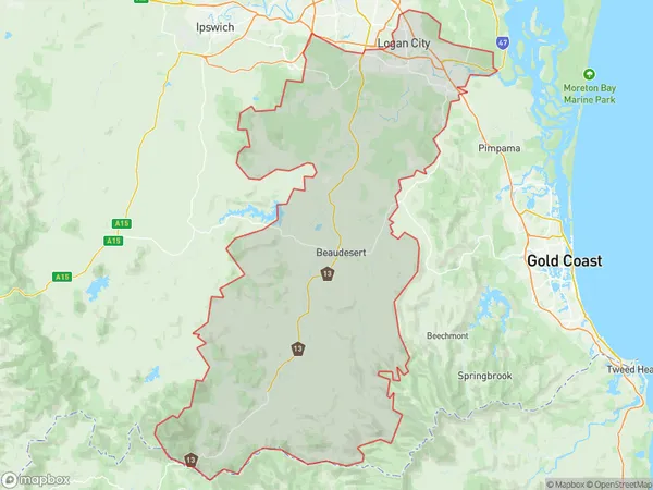 Logan Beaudesert, Queensland Polygon Area Map