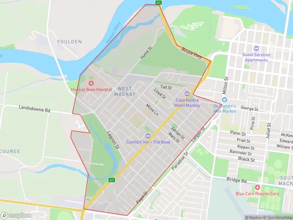 West Mackay, Queensland Polygon Area Map