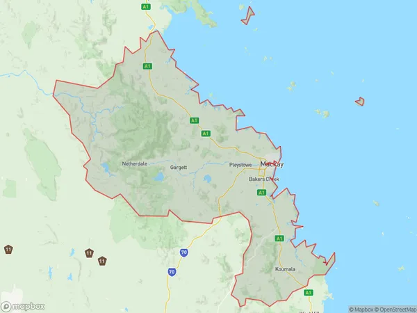 Mackay, Queensland Polygon Area Map