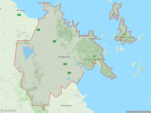 Whitsunday, Queensland Polygon Area Map