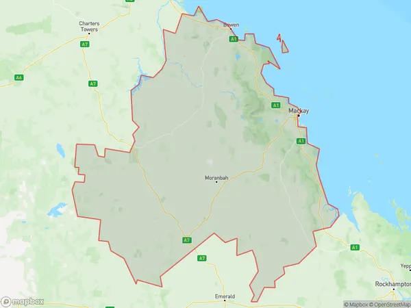 Mackay, Queensland Polygon Area Map