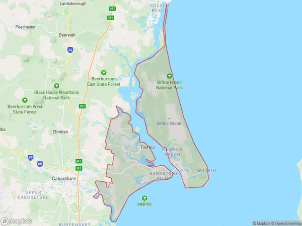 Bribie Beachmere, Queensland Polygon Area Map