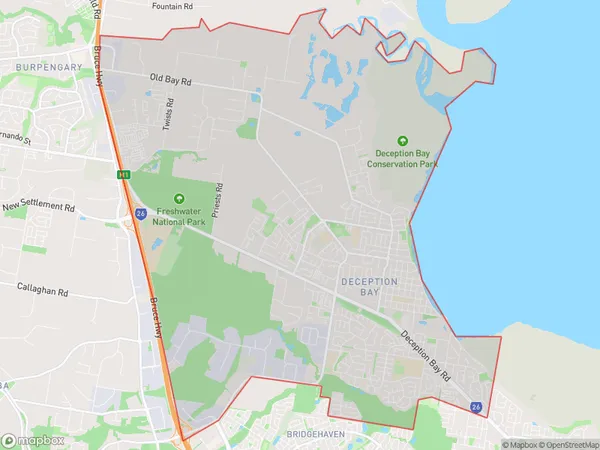 ZipCode 4508 Areas Map for Deception Bay