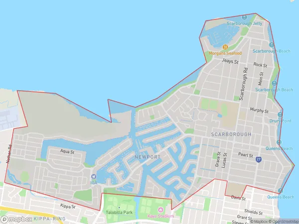 Scarborough Newport, Queensland Polygon Area Map