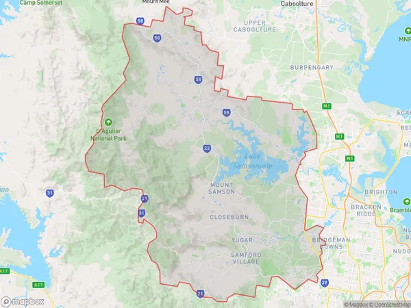 Hills District, Queensland Polygon Area Map