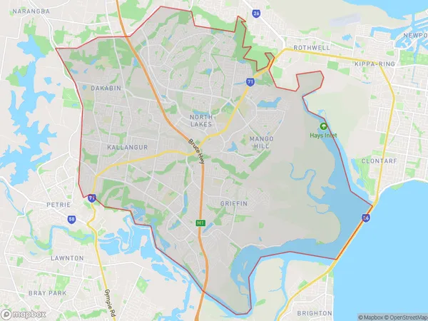 North Lakes, Queensland Polygon Area Map