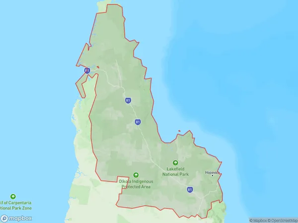 Postal Code 0822 Regions Map for Cape York