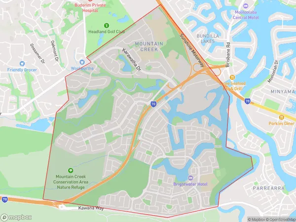 Mountain Creek, Queensland Polygon Area Map