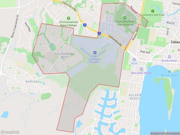 Caloundra West, Queensland Polygon Area Map