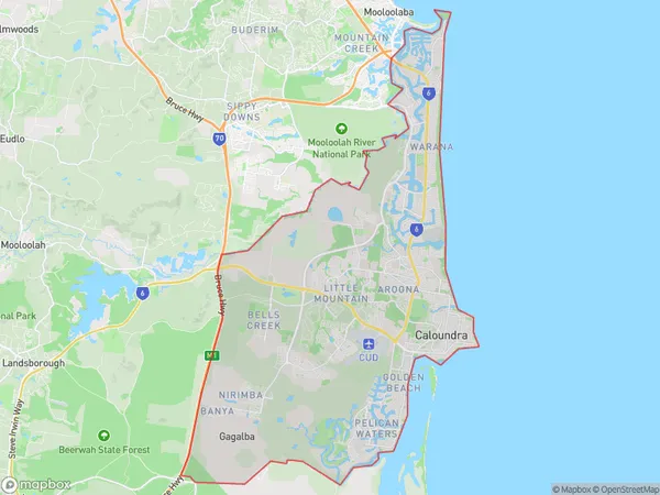 Caloundra, Queensland Polygon Area Map