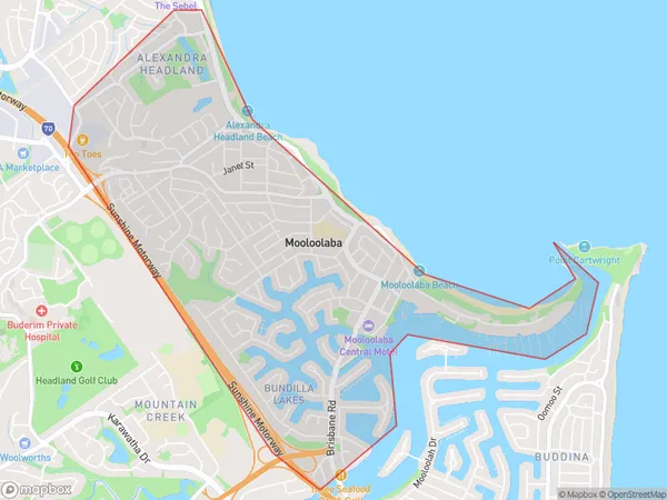 ZipCode 4572 Areas Map for Mooloolaba - Alexandra Headland