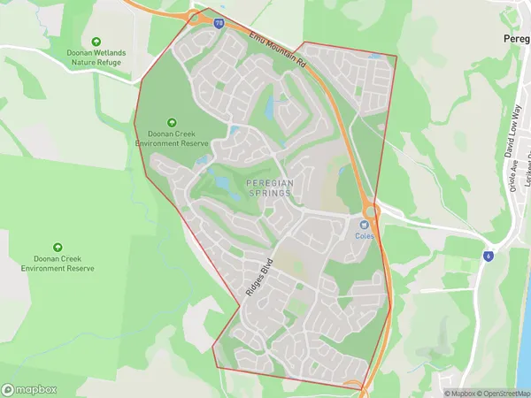 AU PostCode 4573 Suburbs Map for Peregian Springs