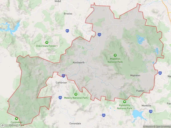 ZipCode 4562 Areas Map for Maroochy Hinterland