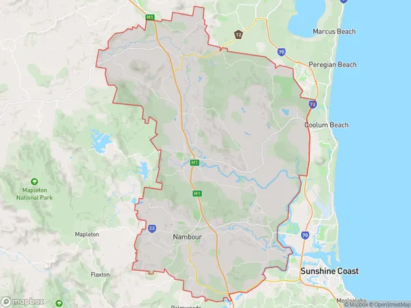 Nambour, Queensland Polygon Area Map