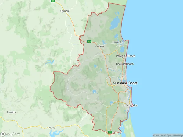 Sunshine Coast, Queensland Polygon Area Map