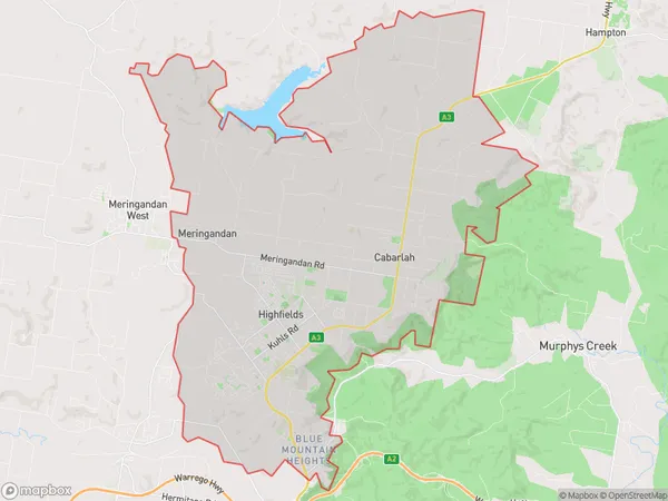 AU PostCode 4350 Suburbs Map for Highfields