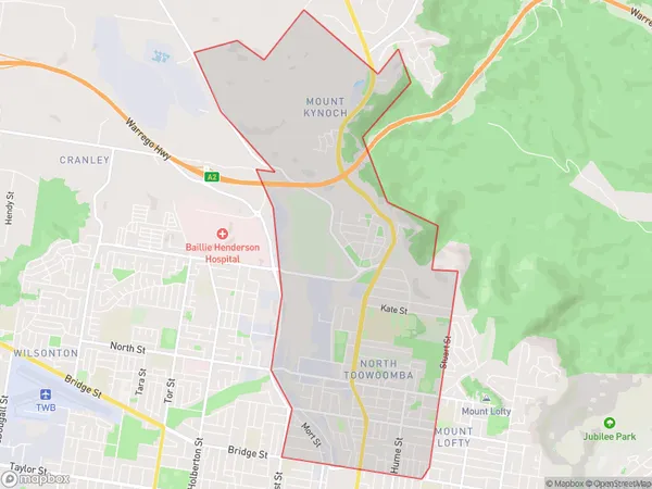 North Toowoomba Harlaxton, Queensland Polygon Area Map