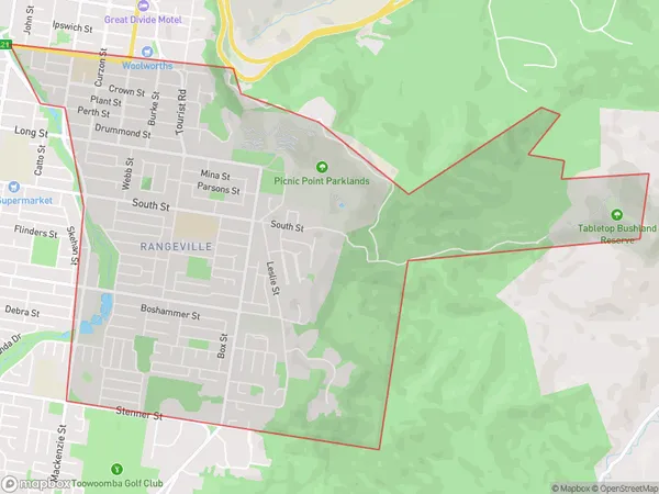 Rangeville, Queensland Polygon Area Map