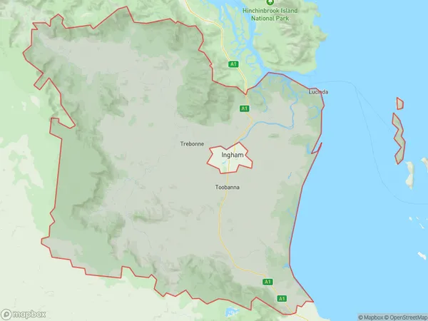 Ingham Region, Queensland Polygon Area Map