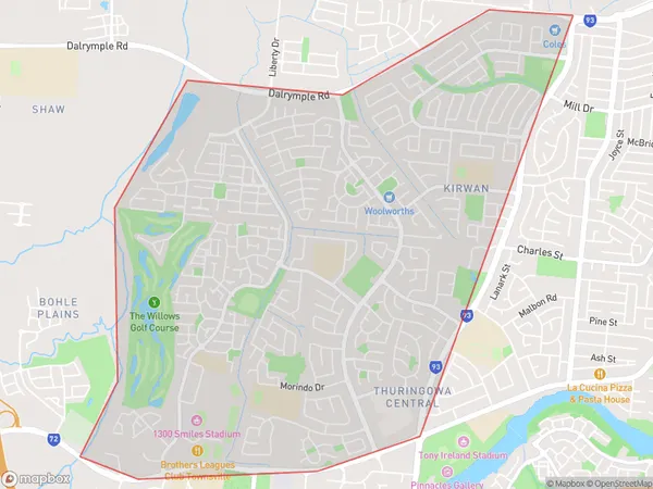 AU PostCode 4817 Suburbs Map for Kirwan - West