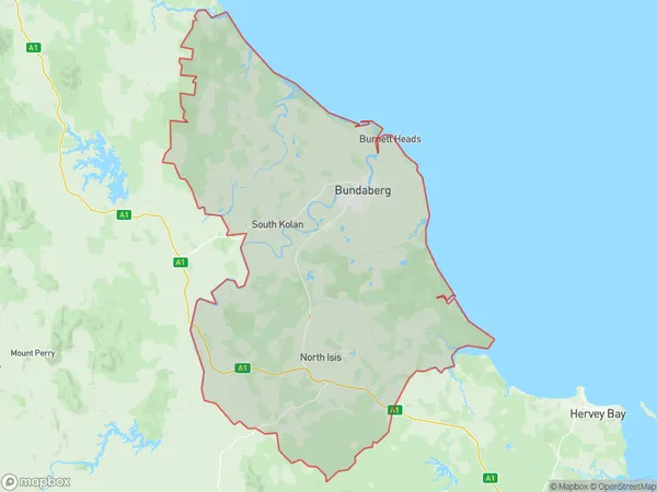 Bundaberg, Queensland Polygon Area Map