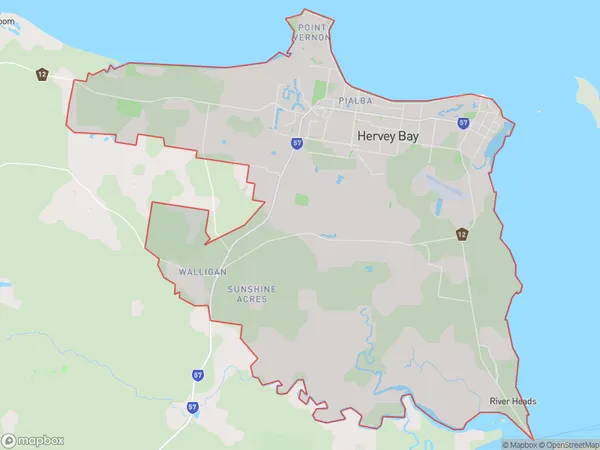 Hervey Bay, Queensland Polygon Area Map