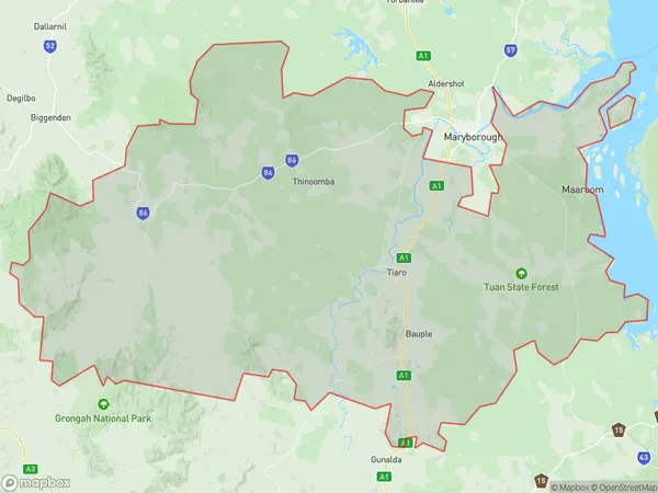 ZipCode 4650 Areas Map for Maryborough Region - South