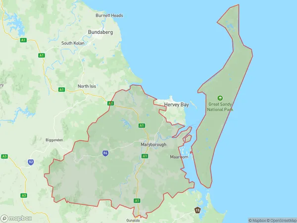 Maryborough, Queensland Polygon Area Map