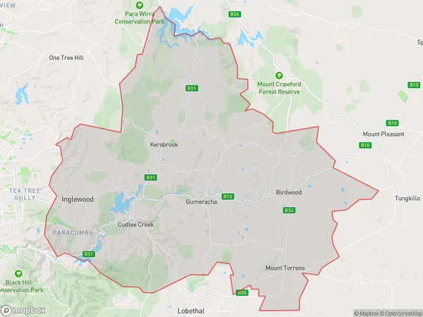 Postal Code 5244 Regions Map for Adelaide Hills