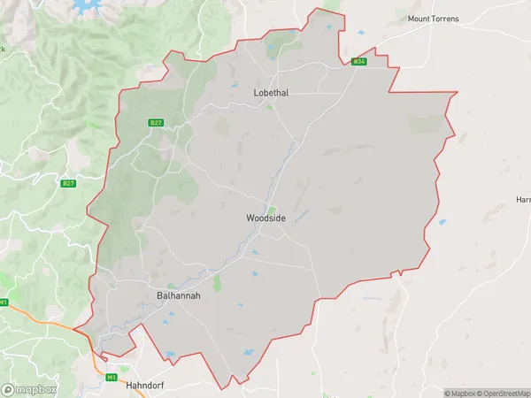 Lobethal Woodside, South Australia Polygon Area Map