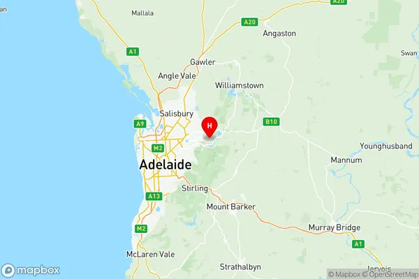 Adelaide Hills, South Australia Region Map