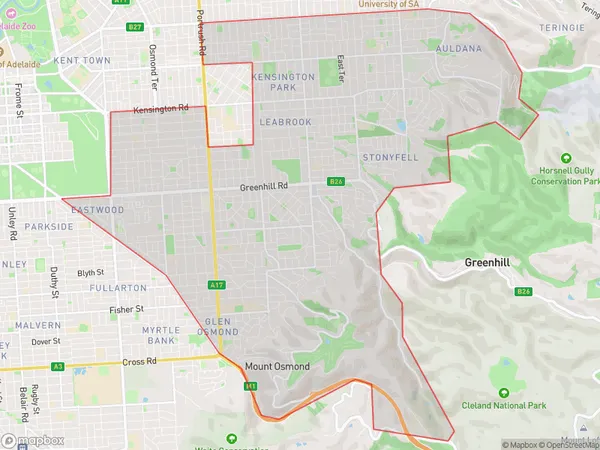 Burnside, South Australia Polygon Area Map