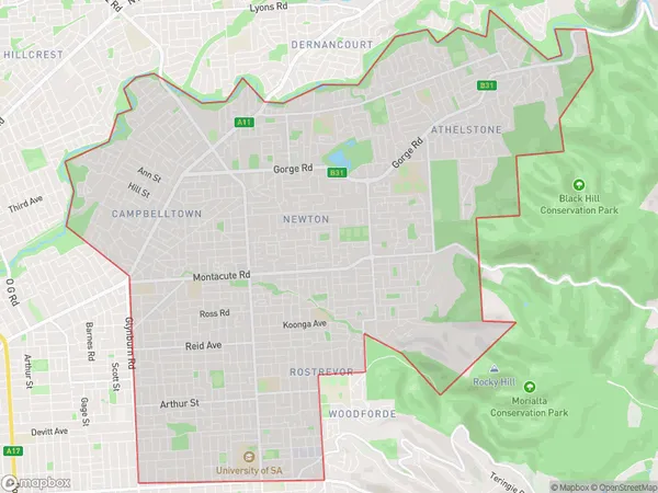 Campbelltown (SA), South Australia Polygon Area Map