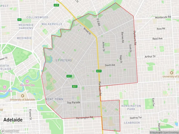 Norwood Payneham St Peters, South Australia Polygon Area Map