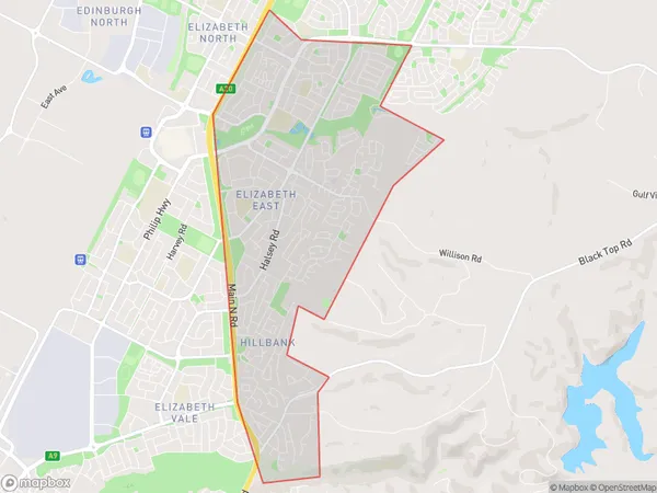 Elizabeth East, South Australia Polygon Area Map