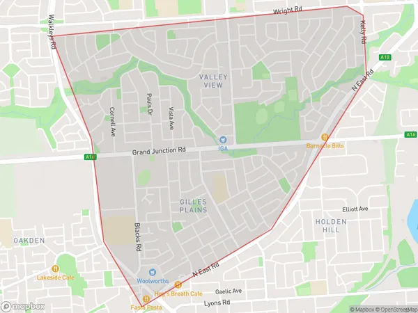 Valley View Gilles Plains, South Australia Polygon Area Map